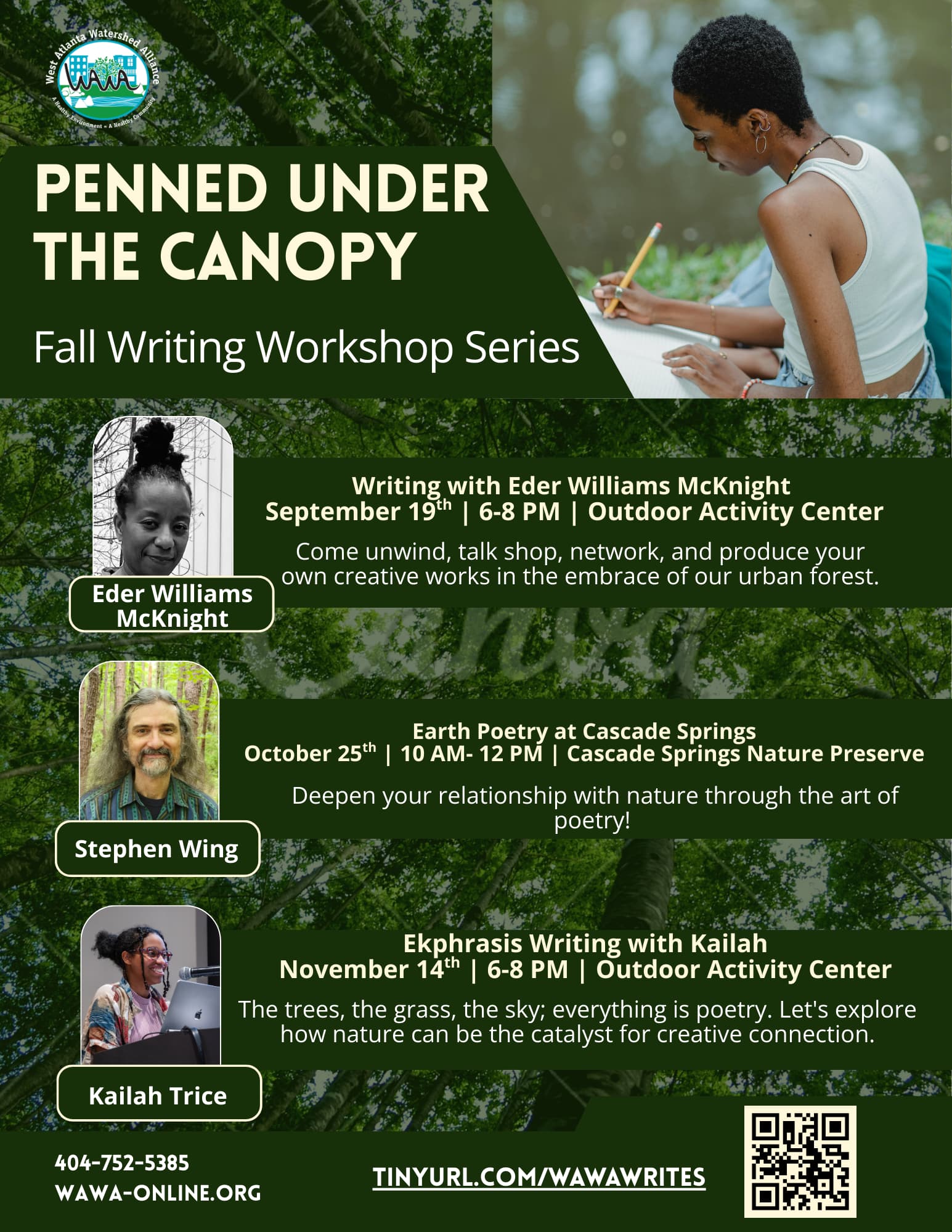 Flier for the "Penned Under the Canopy" workshop