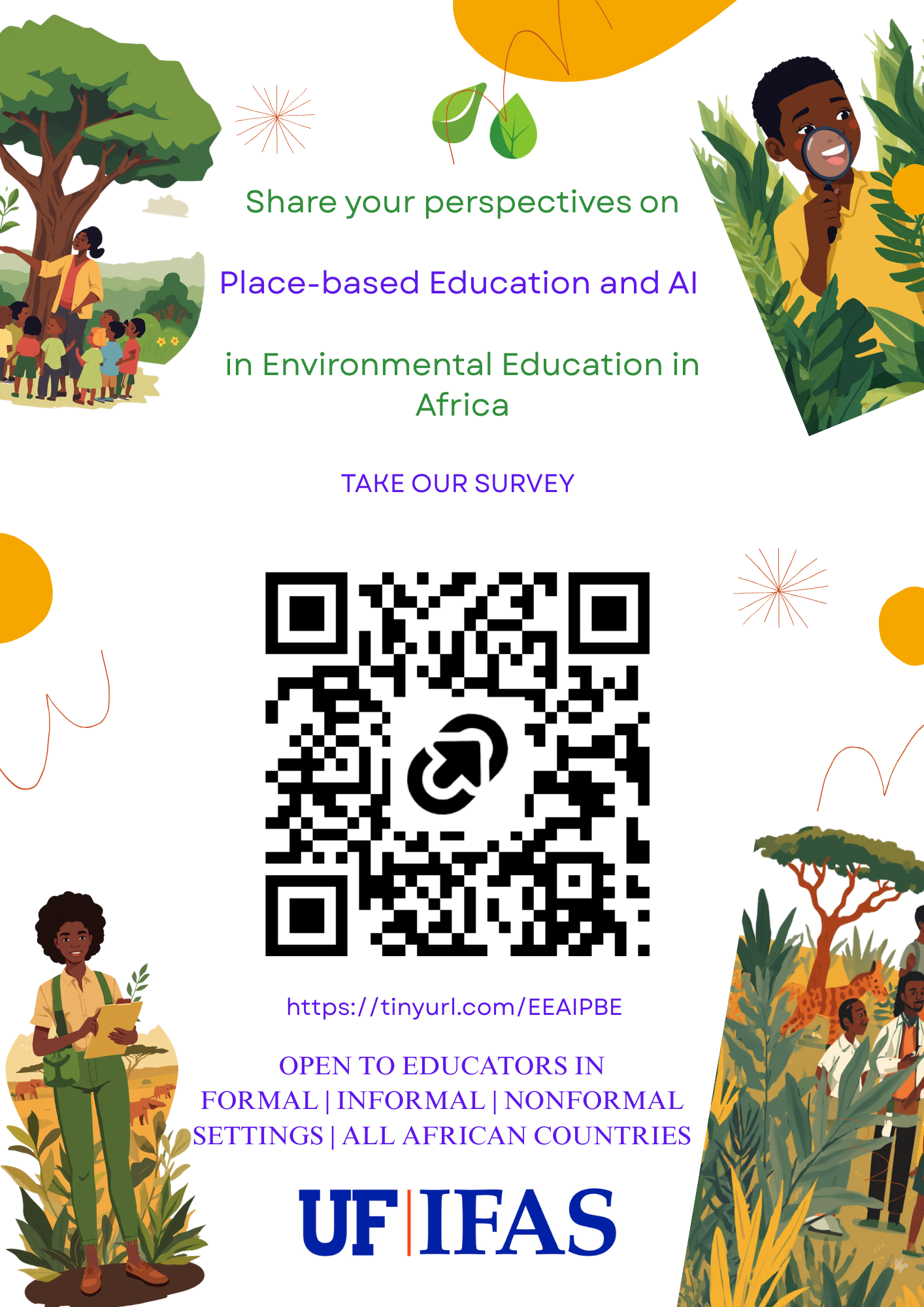 A flyer for the Place-Based Education and AI survey