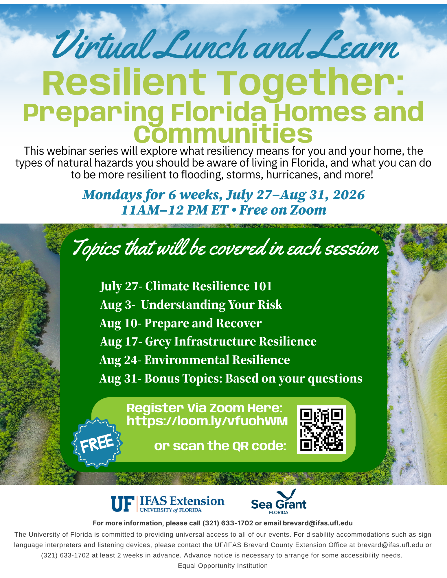 Flyer with weekly topics