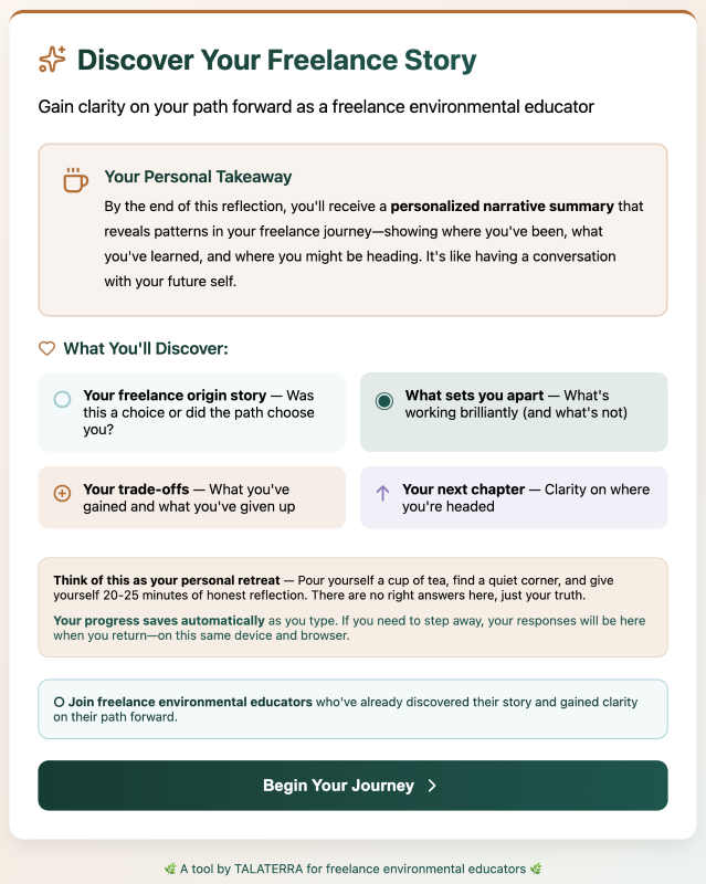 Welcome page featuring a title across the top and an overview of of the tool.