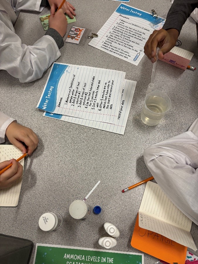 Students writing on worksheets