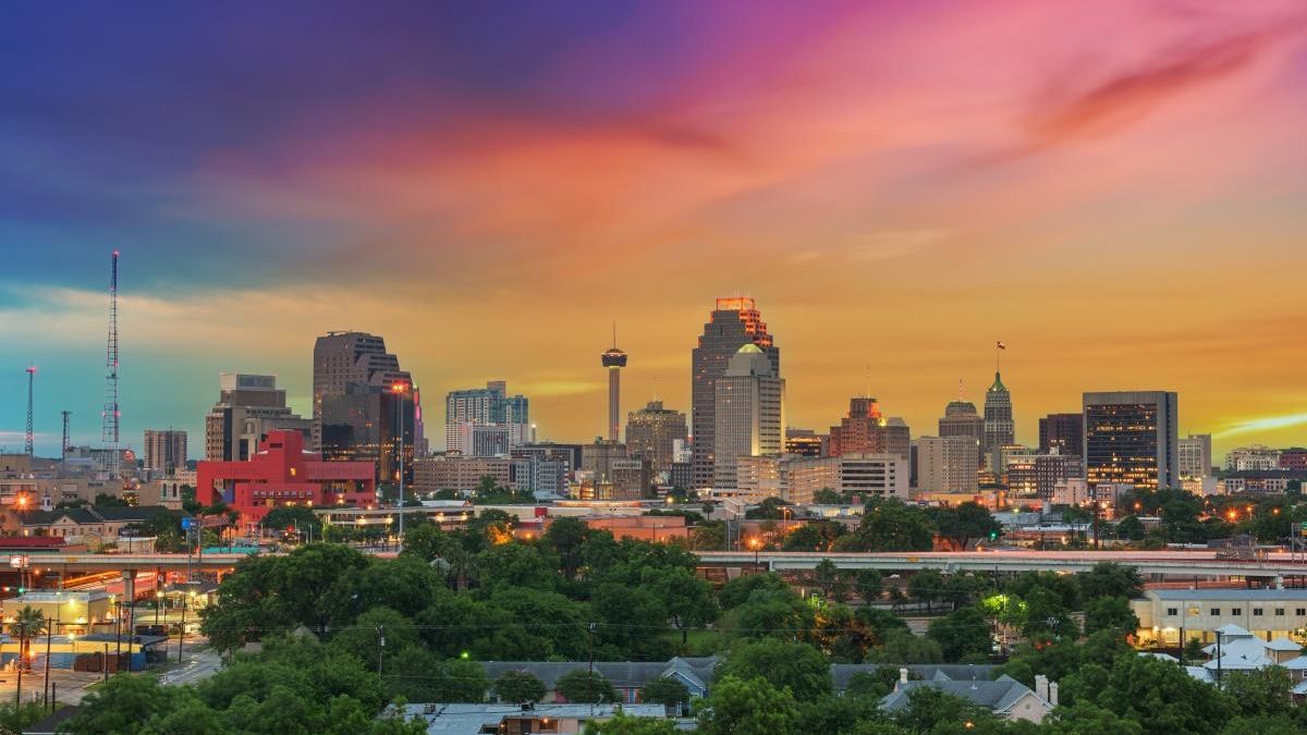San Antonio skyline at dusk