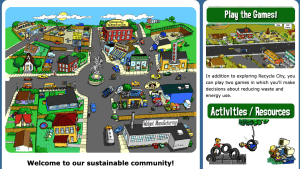 Comic book representation for a recycling on-line game and activity page fro the U.S. EPA