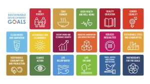 sustainable development goals chart of 17 goals in multicolor blocks