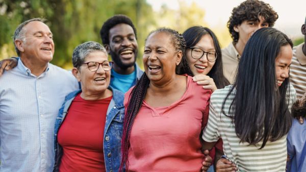 Group of multi-generational people in a park