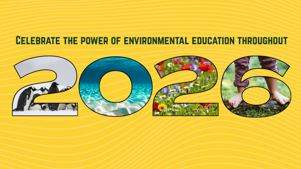 A 12-month calendar highlights the various environmental education-themed holidays throughout the year.