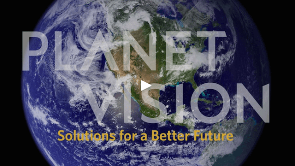 PlanetVision logo over image of the Earth