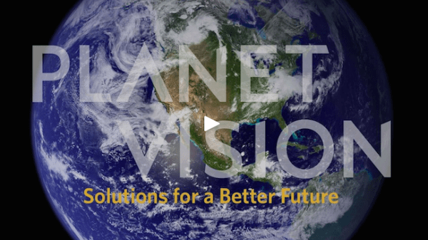 PlanetVision PlanetVision logo over image of the Earth