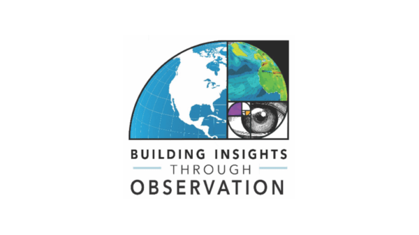 Building Insights Through Observation Logo featuring a quarter of a globe, a heatmap of a globe, and a sketched eye, all put together to make up a Fibonacci spiral; text below reads "Building Insights Through Observation"