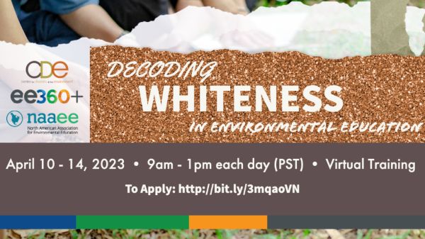 Decoding Whiteness virtual training, April 10-14, 2023.  Apply to be part of the training cohort! 