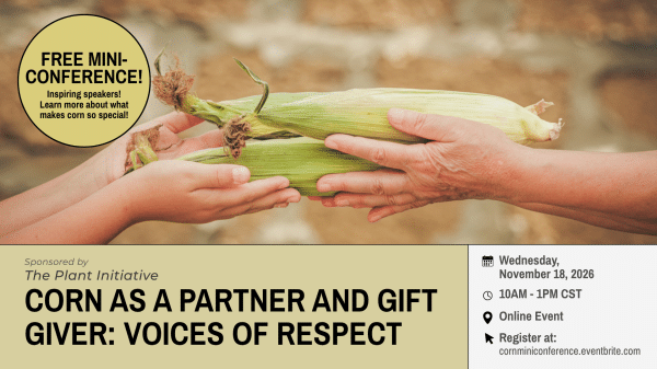Graphic for online event Corn as a Partner and Gift Giver: Voices of Respect