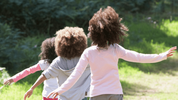 Children playing on trail
