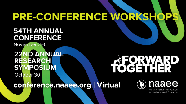 Black background with colorful squiggly line and text: "Pre-Conference Workshops. 54th Annual Conference. 22nd Annual Research Symposium."