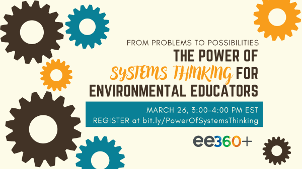 Multicolor gears surround the words "The Power of Systems Thinking for Environmental Educators"
