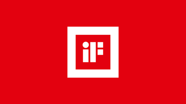 A banner of the IF Design Logo on a red background