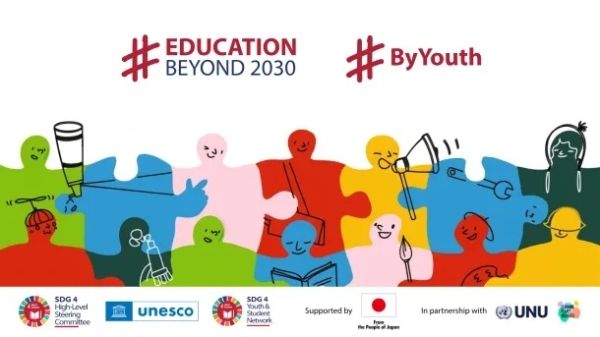 A graphic of illustrated puzzle pieces with smiling faces 