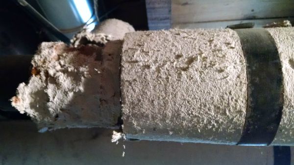 Asbestos observed inside a home.