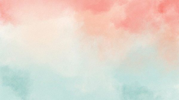 Abstract painting of peach and teal color swatches