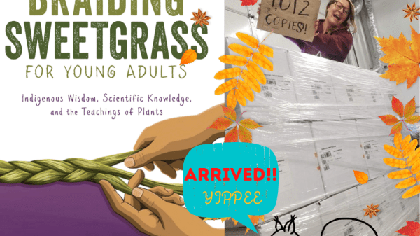 Graphic with a photo on the right of a woman holding a cardboard sign that reads, "1012 Copies."