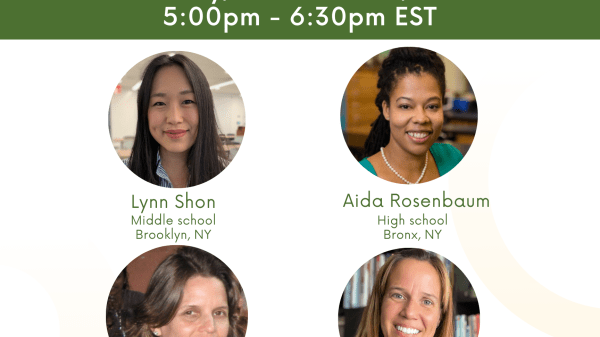 Four profile photos of teachers shown as panelists for this event