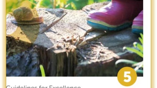Early Childhood EE Cover Photo Book cover showing a pair of pink rainboots standing on a brick floor near a snail