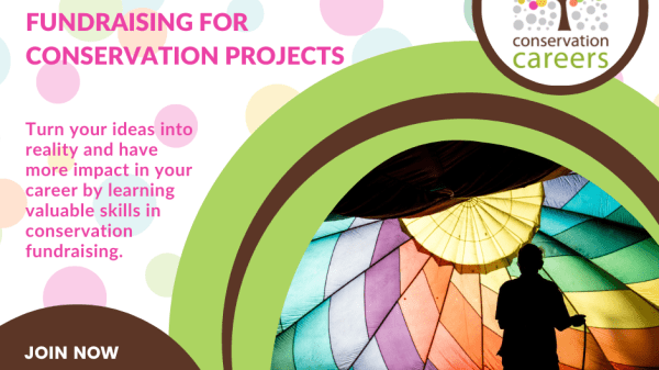 Colorful dotted background with a photo of a person holding a rainbow-colored tent