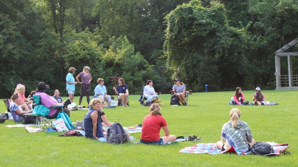 Teachers gather for an outdoor training with the Eastern Region Association of Forest and Nature Schools (ERAFANS).