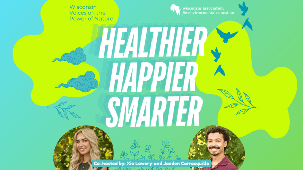 Healthier, Happier, Smarter podcast cover with images of two cohosts- Xia Lowery and Jaeden Carrasquillo