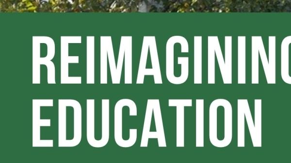 This poster includes details of the upcoming Reimagining Education training at Camp Kawartha in Peterborough, Ontario, Canada.