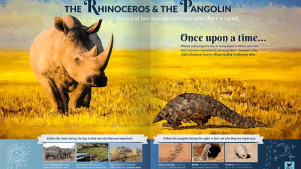 Picture of Panel 1 of The Rhinoceros & the Pangolin Picture of Panel 1 of The Rhinoceros & the Pangolin