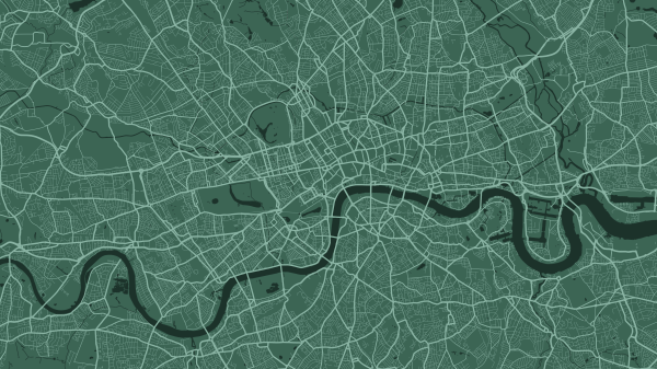 Green London city area cartography illustration.