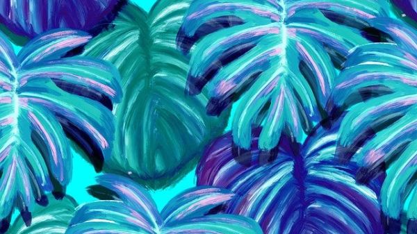 Painting of blue and green palm leaves. Credit: REPIC_STUDIO/Pixabay