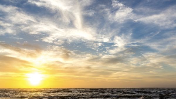 A sunset over the ocean