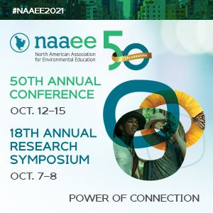 #NAAEE2021 50th Annual Conference Oct 12-15, Research Symposium Oct 7-8, Power of Connection, rings with flower and people images