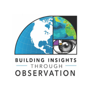 Logo featuring a quarter of a globe, a heatmap of a globe, and a sketched eye, all put together to make up a Fibonacci spiral; text below reads "Building Insights Through Observation"