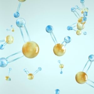 A series of carbon dioxide molecules made from glass