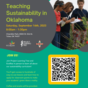 Flyer with information on workshop Titled Teaching Sustainability in Oklahoma