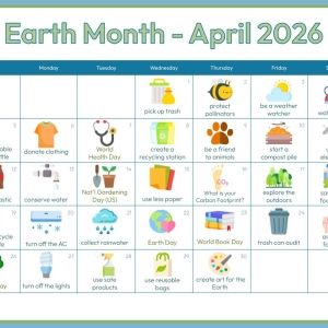 April 2026 Calendar with daily activities for Earth Month