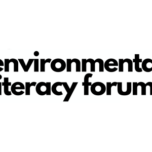 Black text on white background reads "environmental literacy forum"
