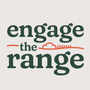 Text reads "engage the range" with a iconographic fence hill running through it