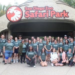 A group of teachers in front of the San Diego Zoo Safari Park during the Teacher Workshops in Conservation Science