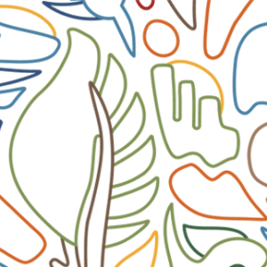 Abstract line art on white background, IUCN logo on right.