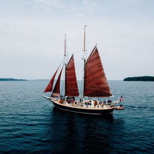 Inland Seas Tall Ship Schooner sailing on Suttons Bay on Lake Michigan