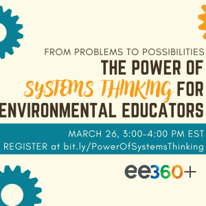 Multicolor gears surround the words "The Power of Systems Thinking for Environmental Educators"