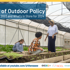 State of Outdoor Policy promotional image with people in a green house