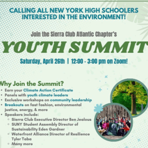 Sierra Club Atlantic Chapter Youth Summit flyer