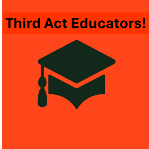 Third Act Educators working group name and graduation cap logo