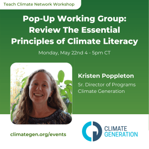 Invitation to Climate Generation's pop-up working group in May