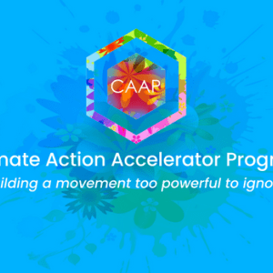 Graphic with logo for the Climate Action Accelerator Program Building a Movement too powerful to ignore.