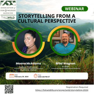 Graphic with a photo of a forest in the background and text that says, "Storytelling From A Cultural Perspective"